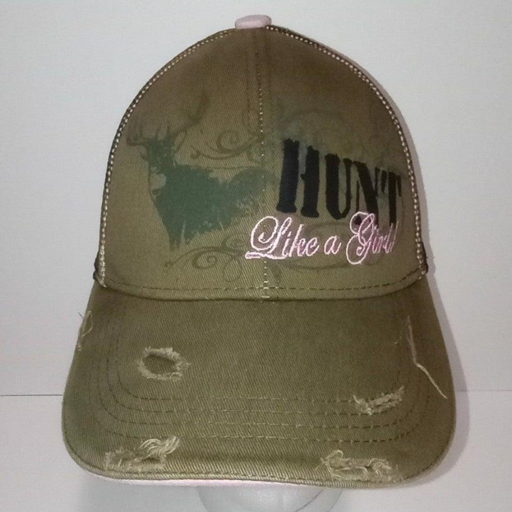 Buck Wear Hunt Like A Girl Distressed Camo Camouflage One Size Baseball Hat Cap